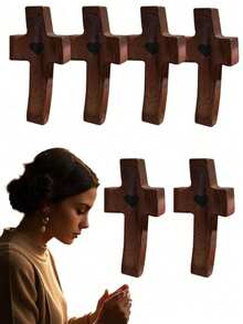 10 Pieces/1 Customized Wooden Heart Cross With Name Or Text, Encouraging Gift Small Wooden Cross, Hand-Held Pocket Cross, Fingertip Pressure Relief Religious Gift For Prayer Church Gift Easter Gift, God With You,Encouraging Gift,Multi-Functional, Ornamental,Reusable,Exquisite,Stylish,High-Quality,Colorful,Modern,Custom,Personalized,Unique,Customized Festival Party Supplies,Festive Calendar