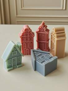 1pc 3D House Silicone Mold For DIY Candle, Resin And Plaster Crafts - Durable, Flexible, High-Temperature Resistant Reusable Mold With Intricate Architectural Design - Great For Home Decor, Birthday And Holiday Gifts, Candle Mold