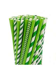 25pcs/100pcs Multicolor Mixed Red Color Paper Straws, Disposable Paper Straws With Various Patterns, 100pcs Set, Suitable For Holidays, Parties, Wedding, Anniversary, Decorative Straws For Beverages Like Milk Tea, Coffee, Juice