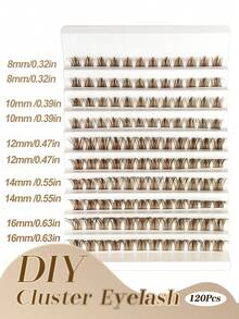 Rikuaild 120pcs D-Curl Sparse Brown Cluster False Eyelashes, Fluffy Thick Brown Lash Clusters, Individual Lash Extensions, Natural Dark Coffee Brown, Soft Single Lashes, DIY Lash Extension, Travel & Daily Makeup - D - Xem 7