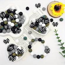 25/28/64pcs Wavy Dot Bow Silicone Bead Set - Perfect For DIY Keychain, Bracelet And Pen Accessories | Multiple Colors And Patterns, Keychain Accessories | Smooth Surface Beads - Beads & Bead Combinations - Bow Series - View 9