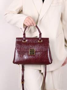2025 New High-End Fashion Women's Handbag, Retro Burgundy Oiled Wax Leather Luxury Large Capacity Women's Messenger Bag, OL Commuter Style High-Quality Tote Briefcase, Elegant One Shoulder Crossbody Bag, Pleated Soft Leather Lock Unique Niche Design Women Bag - Multicolor - View 7