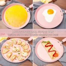 Juego de sartenes antiadherentes, juego de sartenes de fondo plano antiadherentes, juego de utensilios de cocina rosa con revestimiento antiadherente, juego de cocción antiadherente de 25,4 cm, 20,3 cm y 15,2 cm apto para todo tipo de cocinas (rosa), suministros para cena familiar, suministros para fiestas