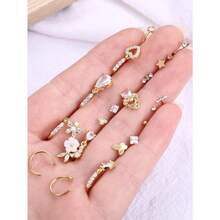 Milacolato PCS 20G Dangle Nose Rings For Women - Butterfly, Heart, Moon, Flower, Cross CZ Hoops - Cartilage Earring Piercing Jewelry - 彩色 - 查看 7