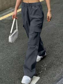 1pc Tween Girls Versatile Casual Street Loose Cargo Pants, Suitable For Sports & Outdoor, Autumn/Winter