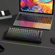 Womier PBT Keycap Sets Black, Gradient Double Shot Keycaps 60 75 Percent, Translucent Keycaps, Side Printed, Cherry Profile For Mechanical Gaming Keyboards (Only Keycaps) - 深灰色 - 查看 12