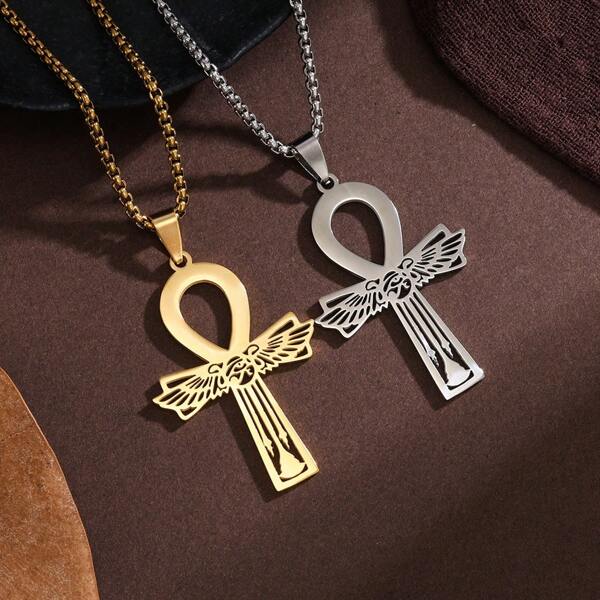 1pc Egypt Anka Cross Life Key Necklace Stainless Steel Egypt Horus Eye Necklace