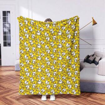 pokemon 1pc Pokemon Soft Blanket, Digital Printed Fleece Blanket, Air Conditioning Quilt, Office Nap Blanket, High-End Retro Casual Blanket, Cartoon Holiday Blanket - Soft & Warm Polyester | Perfect For Camping, Sofa Or Travel