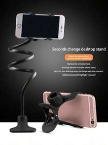 Uniwersalny, elastyczny uchwyt na telefon komórkowy typu "gęsia szyja", mocowany do łóżka, biurka i stołu. Elastyczne ramię z możliwością obrotu o 360°. Kompatybilny z 'em i telefonami z Androidem. Prezent urodzinowy, dla rodziny i przyjaciół. Do biura, akademika i domu. Uchwyt na telefon, stojak na telefon, do łóżka.