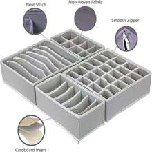 Juego de 4 cajas de almacenamiento de gran capacidad para armario, organizador de cajones para calcetines y ropa interior, organizador de armario y caja de almacenamiento plegable de tela para bragas, sujetadores, calcetines y corbatas