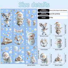 9PCS/Set Christmas Window Cling Stickers ,Happy Christmas Snowman Elk Decal White Stereo Static Sticker For Home Shop Display Winter Glass Christmas Decoration