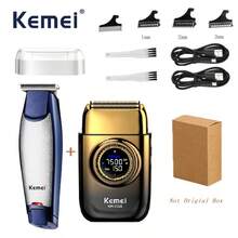 Kemei KM-T228 新款男士电动剃须刀，配备 1400mAh 大容量锂离子电池，3 档可调速度，液晶显示屏，可剃须和修剪胡须，刀片可去除面部毛发，是送给丈夫或父亲的理想新年礼物。 - 彩色 - 查看 17
