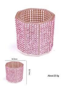 1pc Diamond-Bordered Nail Brush Cleaner Glass Cup With Cover Shiny Rhinestone Glass Manicure Tools - Multicolor - View 12