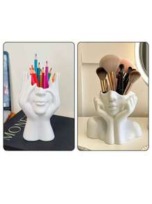 1pc Minimalist Female Beauty Face Makeup Brush Storage, Vase, Suitable For Home Decor, Bedroom Decor, Office And Students, Storage,Wedding Decor,House Decor,Jewelry Organiser,Party Decorations,The Best Gift