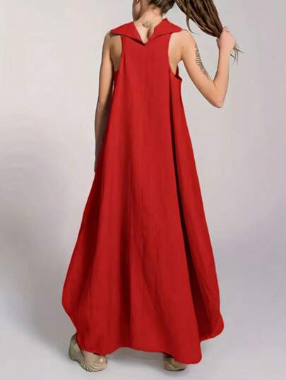 Women's Solid Color Casual Sleeveless Pocket Dress