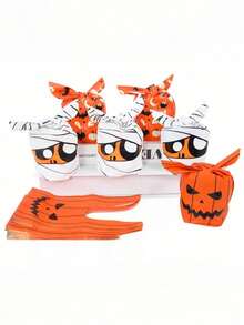 50 Stücke Halloween Süßigkeitentüten mit Kürbis- und Fledermaus-Motiv, Keks-Geschenktüten für Trick or Treat Partys, Halloween Party Dekoration Zubehör