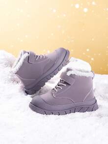 Children's Hiking Boots, Thermal Lining, Wide Toe Box, Suitable For Boys And Girls Daily Casual And Outdoor Hiking, Camping, Autumn/Winter New - Purple - View 6