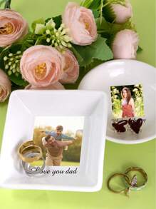 Custom Jewelry Tray With Photos And Text,Personalized Ring Plates,Customized Memorabilia Box,Customizable Picture Travel Jewelry Tray,Wedding Gifts,Birthday Gifts,Ceramic Jewelry Storage,Anniversary,Round/Heart/Square,Living Room,Valentine's Day,Bedroom,Besties,Bride,Friend,Lovers,Husband,Family