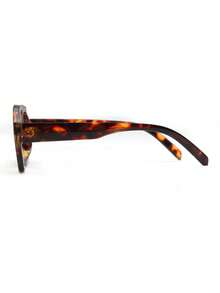 1 Pair Women's Leopard Print Polygon PC Frame Retro Double Bridge Fashionable Casual Style Glasses - Multicolor - View 8