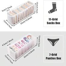 5pcs Foldable Clothes Drawer Organizers, For Baby Diapers, Bibs, Socks And Handkerchief Storage, Compartment Storage Box, 11 Grids + 7 Grids - Multicolor - View 2