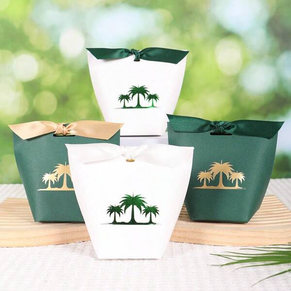5/20 pièces Boîte à bonbons carrée petite pour la Fête nationale saoudienne, décoration de mariage et anniversaire. Boîtes cadeaux vertes créatives avec ruban et ailes