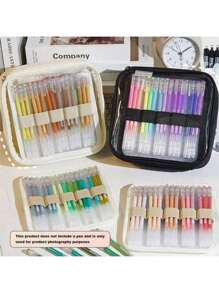 Languo Taschen für Acrylstifte, Gelschreiber, transparente Stiftemappe, einfacher Stil mit mehreren Fächern, große Kapazität, Aufbewahrungstasche für Stifte, Schulmaterial, Schulanfang