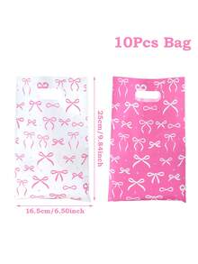 10/25/50个装粉白蝴蝶结礼品袋，蝴蝶结礼品包装袋，手提袋，礼品包装袋，收纳袋，派对回礼袋，一周岁生日派对装饰，生日派对用品，婚礼用品，新娘送礼会回礼，婴儿派对装饰，性别揭晓派对装饰，节日派对用品 - 粉紅白蝴蝶結 - 查看 13