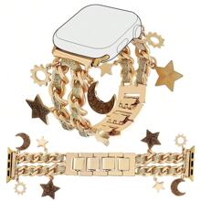 Silbernes Herz-Kreuz Lederarmband, geeignet für Apple Watch 38/40/41/42/44/45mm