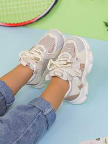 1双儿童休闲运动鞋，舒适时尚跑步鞋，男女童均适用，春秋季款 - 米色 - 查看 7