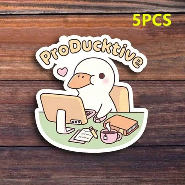 Car-5389: "ProDucktive Funny Duck Vinyl Sticker – Perfect For Laptops, Water Bottles, Journals, And Workspaces | Great For Humor Lovers, Animal Enthusiasts, And Sarcasm Fans | Ideal Gift For Friends, Co-Workers, And Duck Fans | Funny And Relatable Sticker For Duck-Themed Humor And Productivity Enthusiasts"