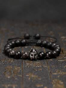 Brazalete de casco de hombre, brazalete de gladiador espartano, brazalete de guerrero de piedra natural ajustable de macramé - pulsera espartana - Ver 4