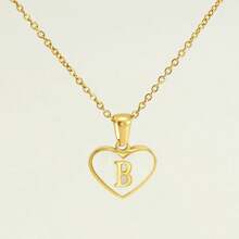 1pc Personalized Heart-Shaped White Shell Initial Necklace Stainless Steel Non Tarnish Women Letter Necklace