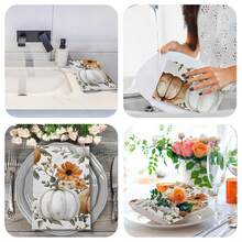 2/4/6/48 piezas Toallas de cocina/manos suaves con estampado de calabaza y floral, multiusos, paños de cocina de secado rápido, adecuados para la cocina, celebraciones, bodas, decoración y talla grande - Multicolor - Ver 10
