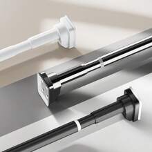 Metalowy drążek napinający do zasłony prysznicowej jest regulowany, drążek podtrzymujący szafę jest teleskopowy i ma antypoślizgową silikonową podstawę, bez konieczności wiercenia. Drążek na zasłonę i drążek do suszenia ubrań nadają się do wielu zastosowań, takich jak łazienki, kuchnie i balkony.