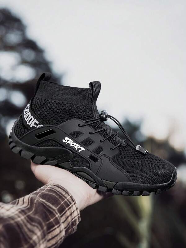 1 Pair New Outdoor Sport Shoes For Teens, Boys Hiking & Trekking Shoes With Non-Slip Rubber Sole, Breathable Woven Fabric, Soft Sole & Upper Boys Sneakers