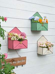 1pc Of Vintage Distressed Wrought Iron Wall-Mounted Planter, Envelope-Shaped Planter, Outdoor Garden Decoration, Suitable For Indoor And Outdoor Use - Succulents, Herbs, And Flowers Planter - Pre-Drilled Design, Easy Hanging Installation, Suitable For Balcony, Patio, Garden, And Terrace Decoration, Handmade, Vintage Aesthetic, Wall Decoration, Sturdy Construction, Gardening Home Decoration