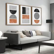 FajerminArt Framed Canvas Wall Art Poster Set, Medieval Bohemian Style Picture, Modern Geometric Wall Decor, Minimalist Black Brown Bohemian Abstract Painting, Suitable For Living Room, Bedroom, Office, Natural Style - Multicolor - View 6