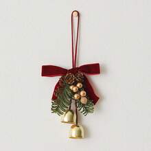 Bow Pine Cone Bell Pendant - Red