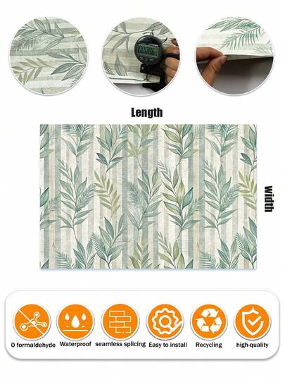 Roll Groen Leaf Gestreepte Peel Stick Wallpaper, Olive Moderne Farmho Self Adhesive Removable Waterproof PVC Material, Home (17.53*118inch) view 4
