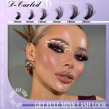 MEM 240/192片D型卷翘高密度假睫毛套装，新手友好，柔软自然，单根嫁接，持久轻盈，适合日常妆容，10-20毫米混合长度，轻松在家DIY，40D、60D、80D、100D混合浓密睫毛簇 - 黑色 - 查看 8