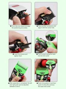 一套可调节理发器导梳，含四种尺寸 1.5MM/3MM/4.5MM/6MM，适用于男士理发店 - 綠色 - 查看 3