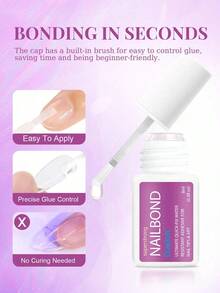 Extra Strong Brush-On Nail Glue For Acrylic Nails, Nail Tips & Press-On Nails (8ml) With File For Glue-On Fake Nails, Fix Broken Nail Repair. Acrylic Nail Glue Nail Bond Nail Glue Gel - 1PC - Xem 2