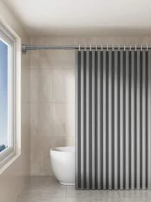 1 件黑色方头不锈钢伸缩杆，无需钻孔，不锈钢家用窗帘杆，卧室衣柜晾衣杆，多功能阳台晾衣杆，伸缩浴室浴袍毛巾杆，家用窗帘杆，浴室伸缩毛巾挂杆。浴室装饰