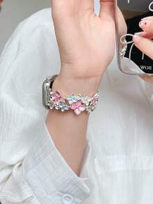 Curea Apple Watch în stil pictură în ulei floral pentru femei, potrivită pentru Apple Watch Series 10/9/8/7/6/5/4, 38 mm/40 mm/41 mm/42 mm/44 mm/45 mm/46 mm/49 mm, vintage și elegantă