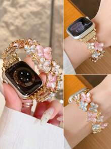 Curea Apple Watch în stil pictură în ulei floral pentru femei, potrivită pentru Apple Watch Series 10/9/8/7/6/5/4, 38 mm/40 mm/41 mm/42 mm/44 mm/45 mm/46 mm/49 mm, vintage și elegantă