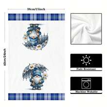 2/4/6/48pcs Soft Kitchen Towels/Hand Towels With Small White Flower & Gnome Prints, Multi-Purpose, Quick Drying Dish Cloths, Suitable For Kitchen, Celebrations, Weddings, Decorations