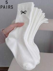 1/3/5/10/15/20双装 女士纯色宽口舒适简约孕妇袜，吸湿排汗中筒袜 - 白色 - 查看 25