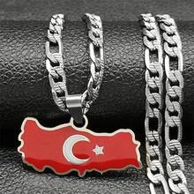 قلادة علم خريطة تركيا للرجال من الفولاذ المقاوم للصدأ باللون الذهبي والفضي، مجوهرات هيب هوب هدية لبلد تركيا - نجمة - مشاهدة 7