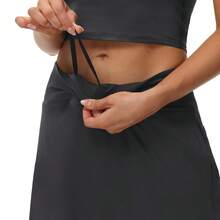 Woman Skorts Skirts With Multi Pockets High Waisted Golf Tennis Skirts Knee Length Long Skort For Women Drawstring Dressy Casual Summer Skirts - 紅色 - 查看 4