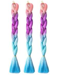 1/3pcs Shiny Sequin Braided Wig, 24 Inch Pre-Stretched Synthetic Metallic Fiber Ombre Hair Extensions, Braid Hair Accessories, Suitable For Women & Girls Attending Music Festivals - Multicolor - View 22